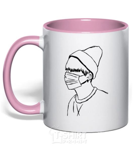 Mug with a colored handle Шуга light-pink фото