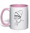 Mug with a colored handle Шуга light-pink фото