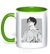 Mug with a colored handle Chimin kelly-green фото