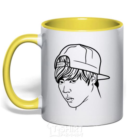 Mug with a colored handle Jimin Park yellow фото