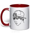 Mug with a colored handle Jimin Park red фото