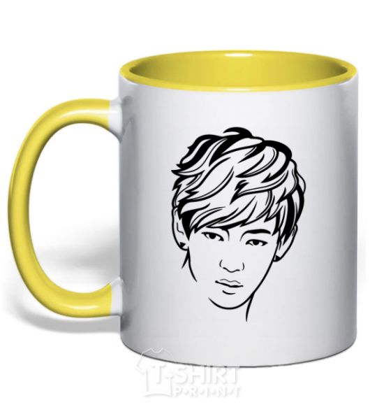 Mug with a colored handle Kim Taehyung yellow фото