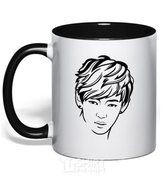 Mug with a colored handle Kim Taehyung black фото