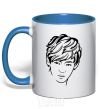 Mug with a colored handle Kim Taehyung royal-blue фото