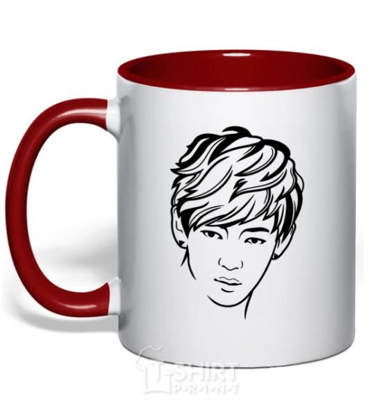 Mug with a colored handle Kim Taehyung red фото