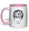 Mug with a colored handle Kim Taehyung light-pink фото