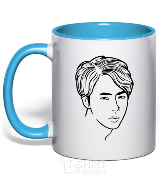 Mug with a colored handle Worldwide handsome sky-blue фото