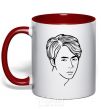 Mug with a colored handle Worldwide handsome red фото