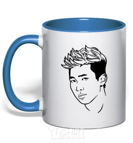 Mug with a colored handle Rap Mon royal-blue фото