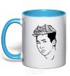 Mug with a colored handle Rap Mon sky-blue фото