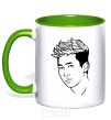 Mug with a colored handle Rap Mon kelly-green фото