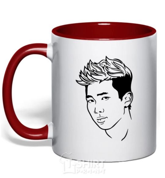 Mug with a colored handle Rap Mon red фото