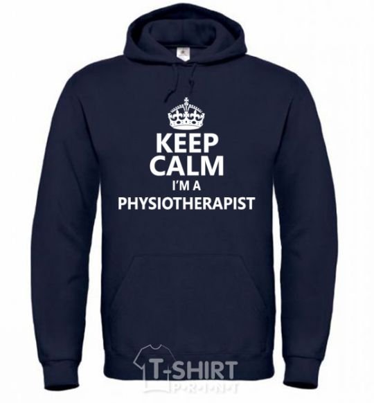 Мужская толстовка (худи) Keep calm i'm a physiotherapist Темно-синий фото