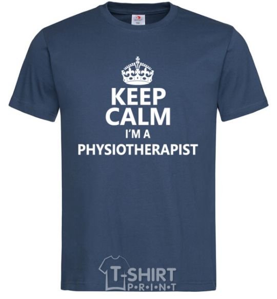 Мужская футболка Keep calm i'm a physiotherapist Темно-синий фото