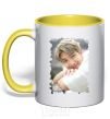 Mug with a colored handle RM bts yellow фото