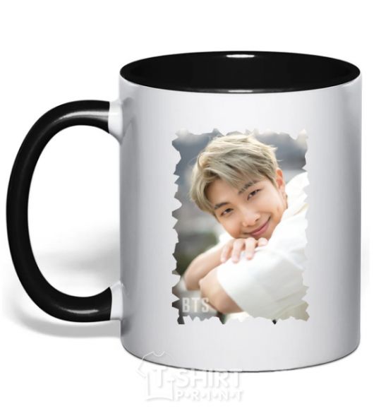 Mug with a colored handle RM bts black фото