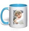 Mug with a colored handle RM bts sky-blue фото