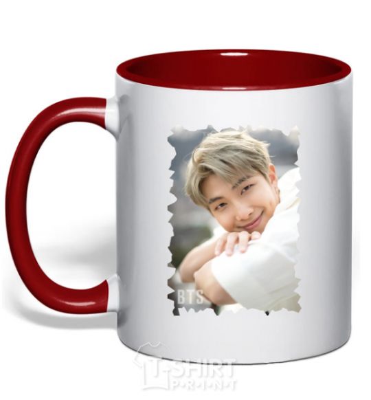 Mug with a colored handle RM bts red фото