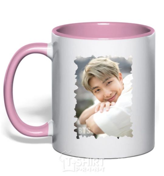 Mug with a colored handle RM bts light-pink фото