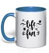 Mug with a colored handle Life fun royal-blue фото