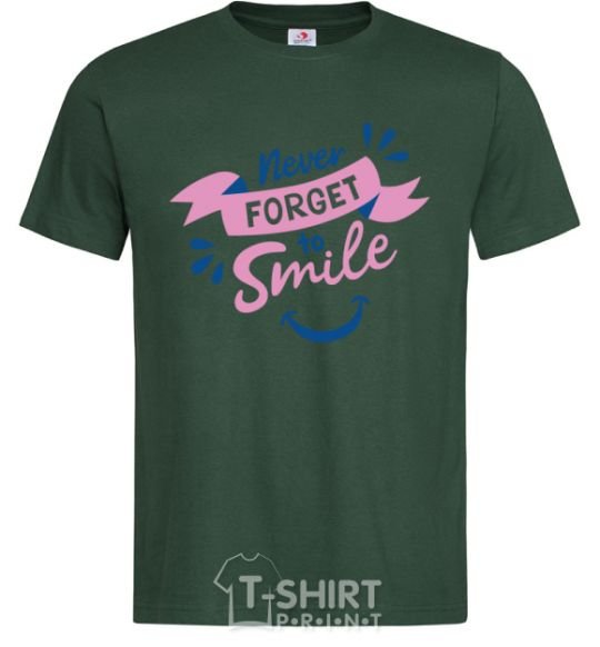 Мужская футболка Never forget to smile Темно-зеленый фото
