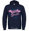 Men`s hoodie Never forget to smile navy-blue фото