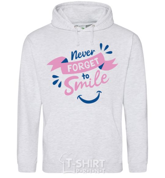 Men`s hoodie Never forget to smile sport-grey фото