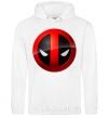 Men`s hoodie Deadpool face logo White фото