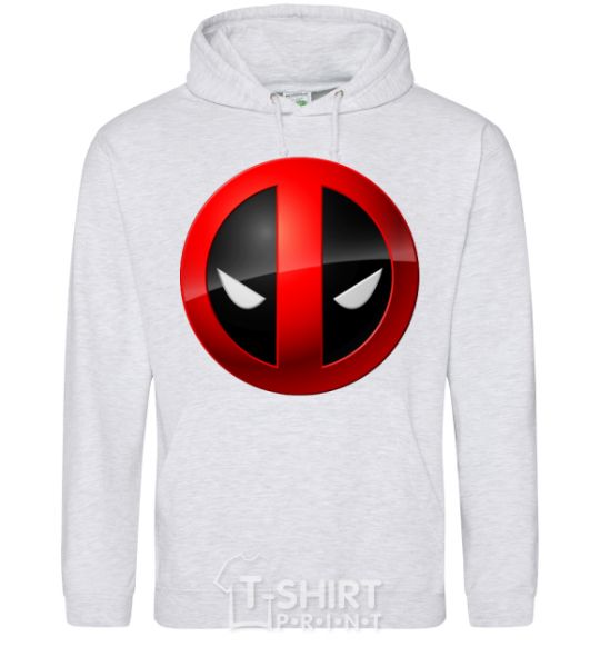 Мужская толстовка (худи) Deadpool face logo Серый меланж фото