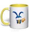Mug with a colored handle Super Fluff yellow фото