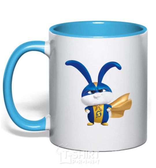 Mug with a colored handle Super Fluff sky-blue фото
