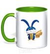 Mug with a colored handle Super Fluff kelly-green фото