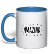 Mug with a colored handle Amazing royal-blue фото