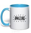 Mug with a colored handle Amazing sky-blue фото