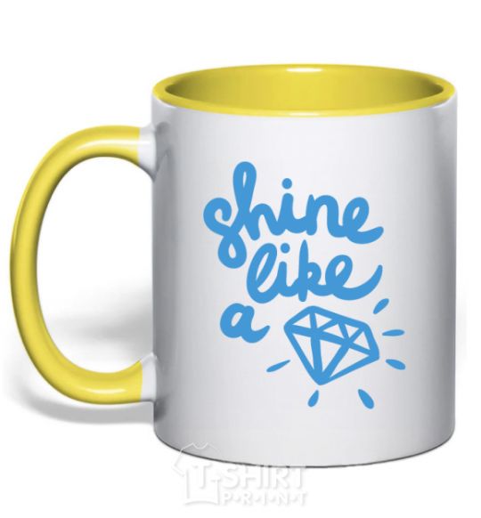 Mug with a colored handle Shine like yellow фото