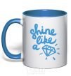 Mug with a colored handle Shine like royal-blue фото