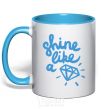 Mug with a colored handle Shine like sky-blue фото