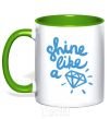 Mug with a colored handle Shine like kelly-green фото