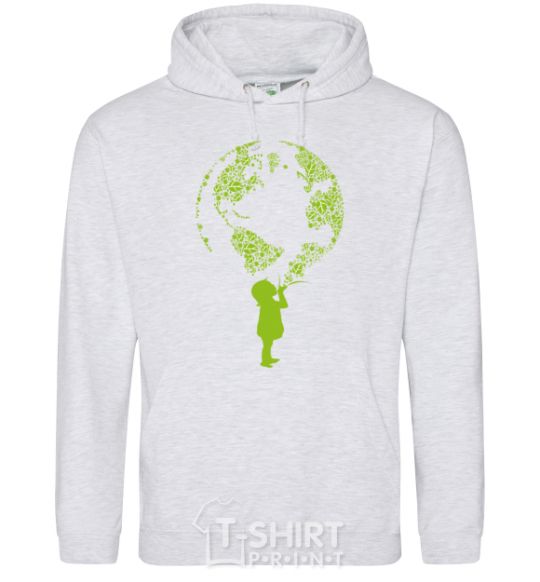 Men`s hoodie Girl Earth sport-grey фото