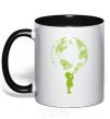 Mug with a colored handle Girl Earth black фото