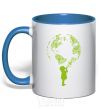 Mug with a colored handle Girl Earth royal-blue фото