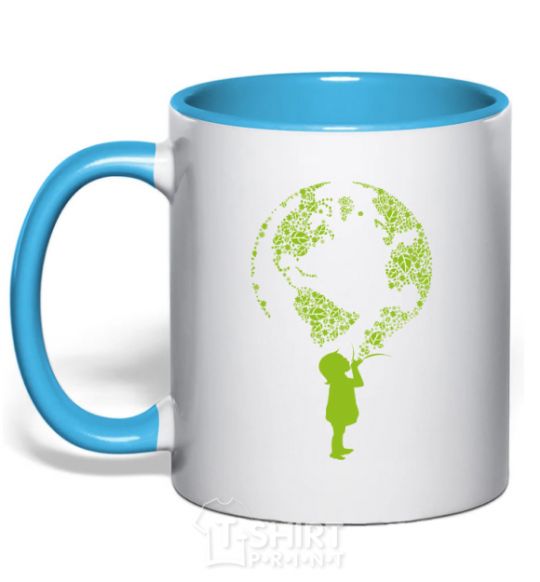 Чашка с цветной ручкой Girl Earth Голубой фото
