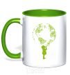 Mug with a colored handle Girl Earth kelly-green фото