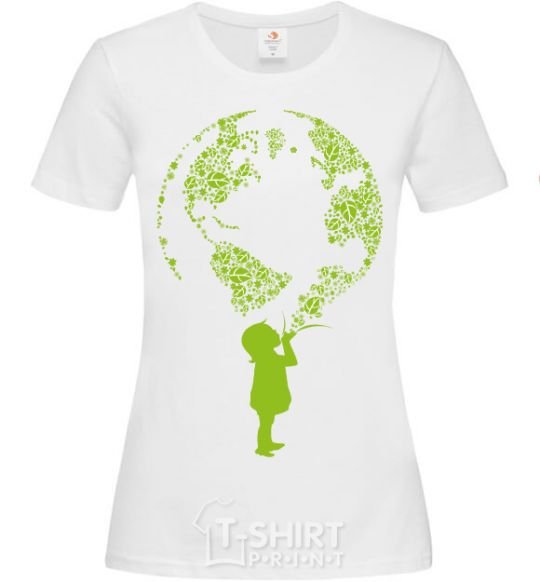 Women's T-shirt Girl Earth White фото