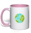 Mug with a colored handle Happy Earth day green light-pink фото