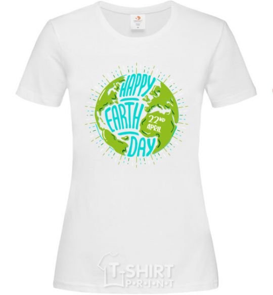 Женская футболка Happy Earth day green Белый фото