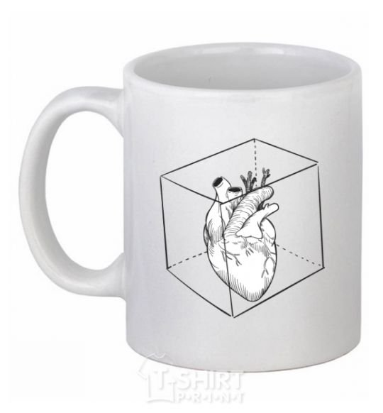 Чашка керамическая Heart in cube Белый фото