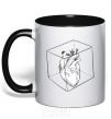 Mug with a colored handle Heart in cube black фото