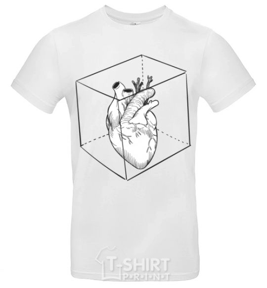 Мужская футболка Heart in cube Белый фото