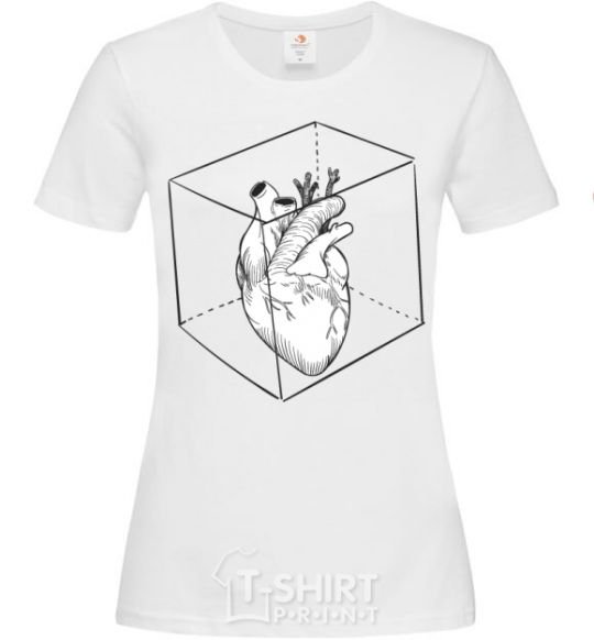 Women's T-shirt Heart in cube White фото